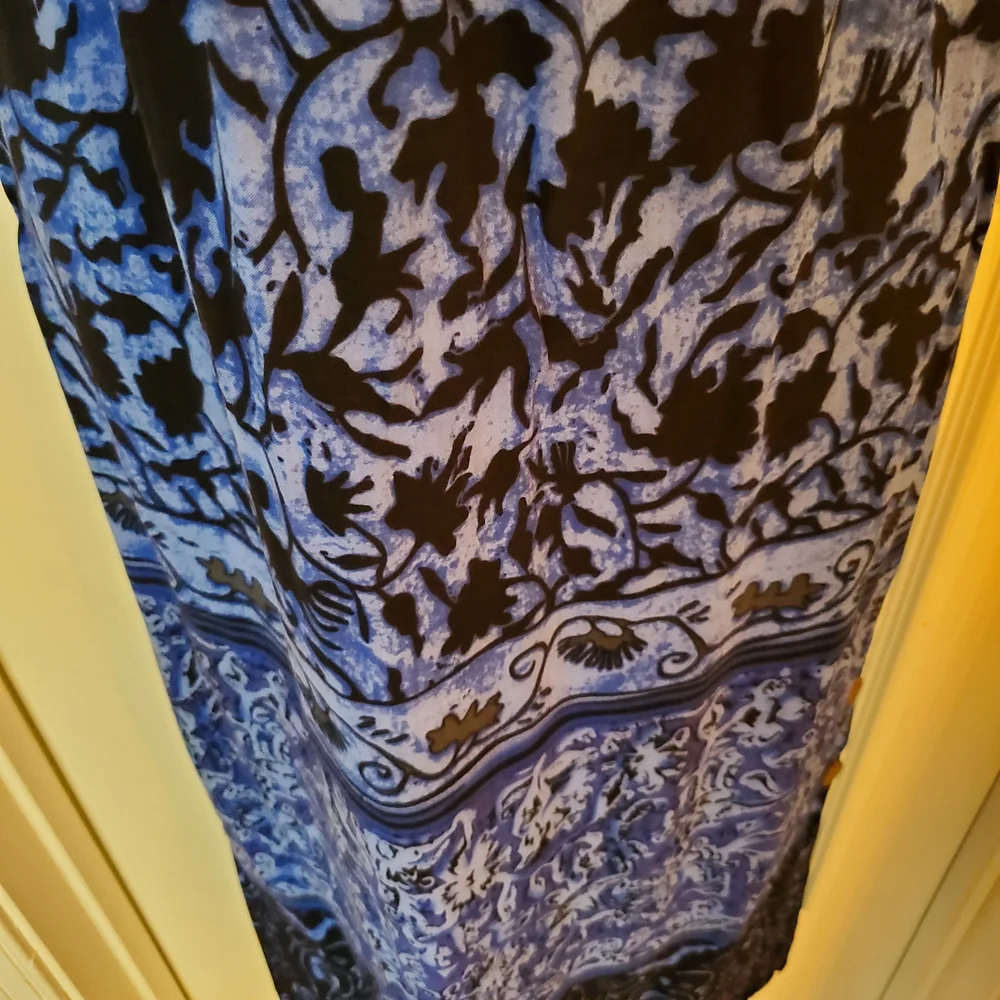 Vtg - R&K Originals - Blue & Black - Floral - Maxi Dress - Size 12